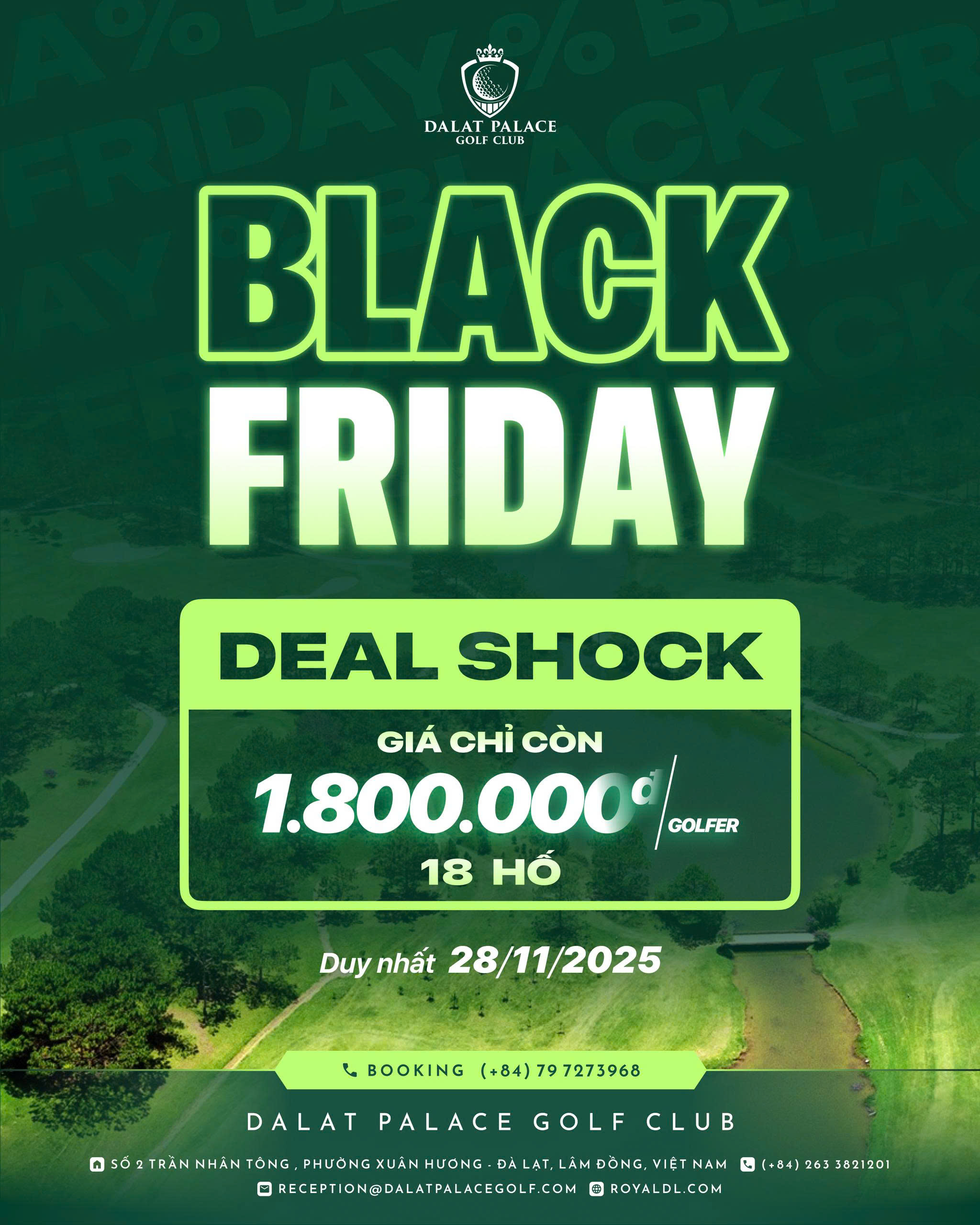 SHOCK DEAL! BLACK FRIDAY AT DA LAT PALACE GOLF CLUB